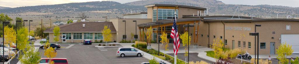 Exterior view of front of Harney District Hospital.